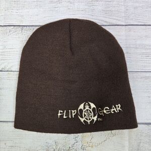 Flip Gear Y2k Vintage Men's Acrylic Brown Embroidered Hat Beanie